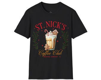 St Nick's Coffee Club Christmas Adult Unisex Softstyle T-Shirt