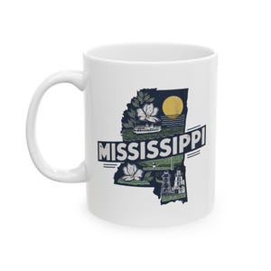 State of Mississippi Accent Ceramic Coffee Tea Souvenir Travel Mug Cup Personalize Custom Gift for Her or Him 11 oz VIEW ALL 50 STATES