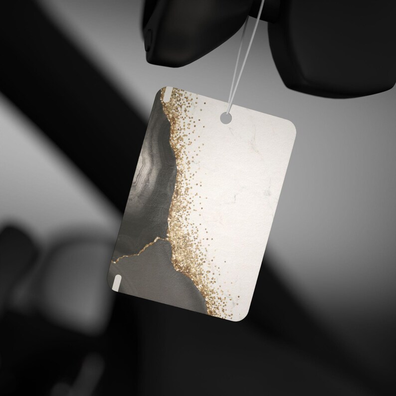 Gold Glitter Marble Car-luchtverfrisser: grenen, nieuwe auto, zwart ijs afbeelding 6
