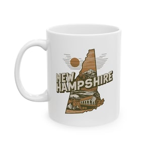 Bundesstaat New Hampshire Accent Keramik Kaffee Tee Souvenir Reisebecher Tasse Personalisieren Kundenspezifisches Geschenk für Sie oder Ihn 11 Unze ALLE 50 STAATEN ANZEIGEN