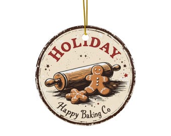Holiday Baking Ceramic Ornament: Double-Sided Christmas Tree Decor