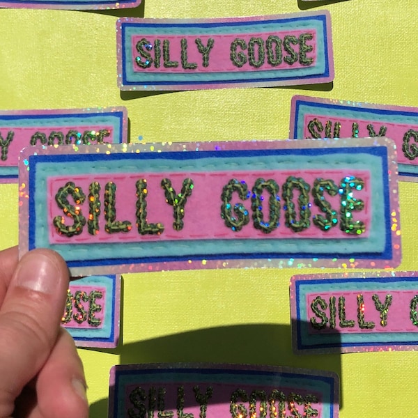 Silly Goose ~ Holographic Glitter Vinyl Sticker ~ Waterproof and UV Fade Proof