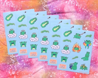 Frog Sticker Sheet ~ Mr Hopkins the Lil Froggie Guy Version 2 ~ Waterproof and UV Protected Stickers by Sam Pletcher