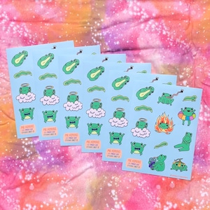 Frog Sticker Sheet ~ Mr Hopkins the Lil Froggie Guy Version 2 ~ Waterproof and UV Protected Stickers by Sam Pletcher