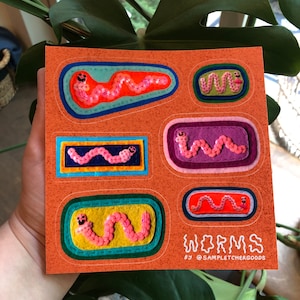 Worm Sticker Sheet ~ Waterproof and UV Protected Glossy Sticker Sheet