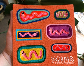 Worm Sticker Sheet ~ Waterproof and UV Protected Glossy Sticker Sheet