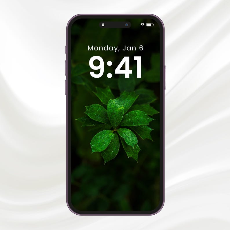 Dark Green Botanical Phone Wallpapers | Minimal Leaf Lock Screens ...