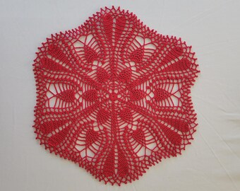 13.5 inch RED pineapple doily