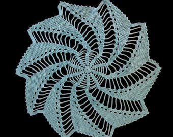 Unique Aqua pinwheel doily -15 inches