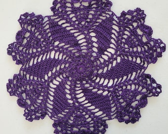 Small Skull and pinwheel doily in DEEP PURPLE - 9.5 Inches