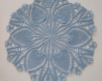 19.5 inch Delft (light blue) colored pineapple doily