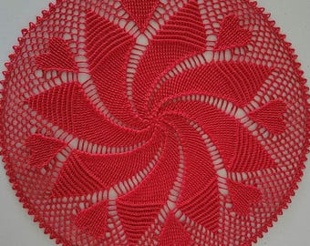 15.5 inch Red Valentine Hearts  & pinwheel doily