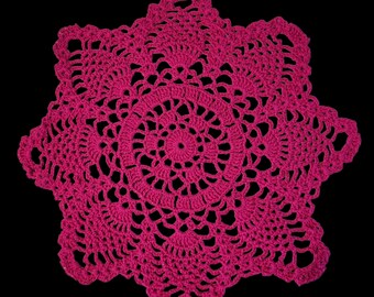10 inch pineapple Fuchsia colored doily