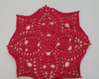 7 inch Green  Victory Red doily