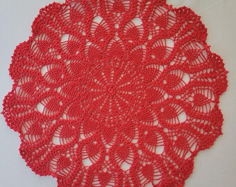 18.5 inch RED pineapples galore doily