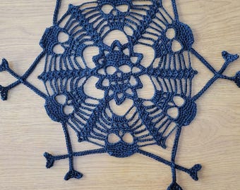 Black SKULL & CROSSBONE DOILY 13 inches
