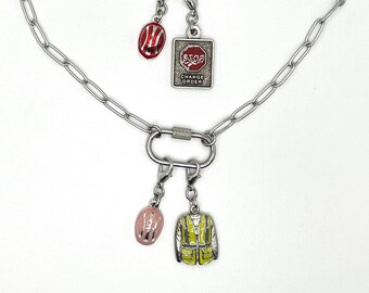 BUILD YOUR OWN, Carabiner Construction Charms Necklace, Includes 2 Charms