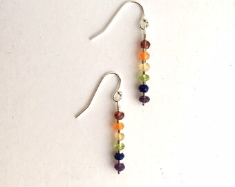 Chakra Earrings/ Sterling Silver/Gemstones/