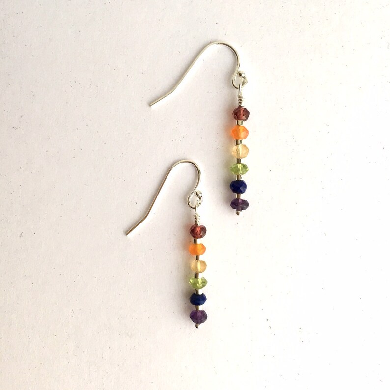 Chakra Earrings/ Sterling Silver/Gemstones/ image 1