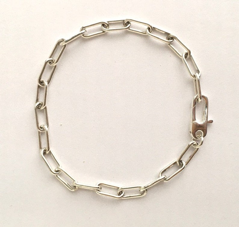 Paper Clip Style Bracelet, Unique Oval Clasp/solid Sterling Silver Soldered Chain Links Etsy