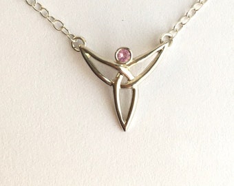 Trinity Guardian Angel Pendant, Pink Sapphire