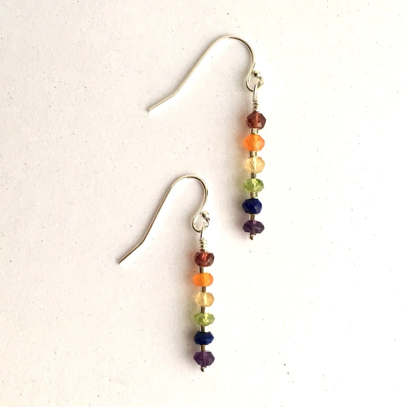 Chakra Earrings/ Sterling Silver/Gemstones/ image 2