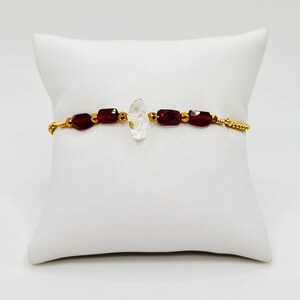 Garnet, Herkimer Diamond/Bolo Bracelet/ Aquarius/ January Birthday/ image 2