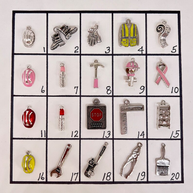 Make Your Own Custom Charm Bracelet, Custom Construction Jewelry Design, Includes 6 Charms image 2
