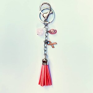 Pink Hard Hat, Breast Cancer Awareness & Survivors Ribbon Key Ring image 2