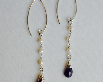 Iolite Briolette Earrings-Sterling Silver