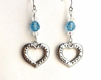 Hamilton's Love Letters/ I Meet You in Every Dream Earrings, Aquamarine Crystal