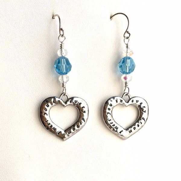Hamilton's Love Letters/ I Meet You in Every Dream Earrings, Aquamarine Crystal