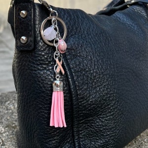 Pink Hard Hat, Breast Cancer Awareness & Survivors Ribbon Key Ring image 1