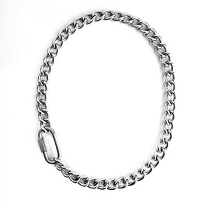 Carabiner Big Bold, Unisex, Necklace, Carabiner Silver Pendant, Large Stainless Steel Links Necklace image 2