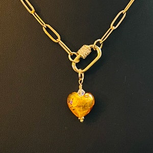 Heart of Gold, Murano Gold Leaf Pendant image 1