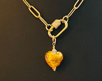 Heart of Gold, Murano Gold Leaf Pendant