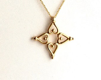 The "Four Heart," shaped pendant, Symbolic of Love, Vermeil