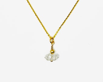 Herkimer Diamond Pendant, on an 18 inch long, Sterling Silver Vermeil Chain