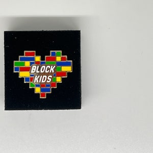 Block Kids, Pin, Building Blocks LEGO inspired, Building Competition, Heart Pin, Heart Shaped LOVE Bricks image 2