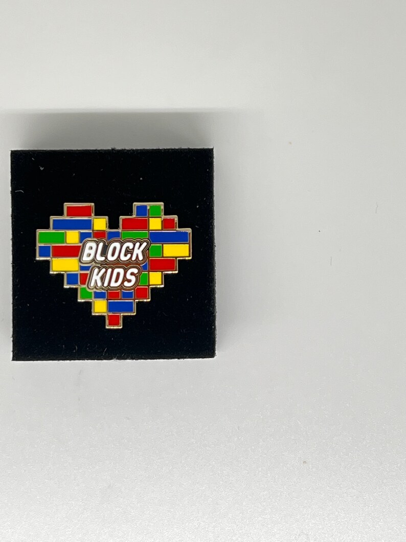 Block Kids, Pin, Building Blocks LEGO inspired, Building Competition, Heart Pin, Heart Shaped LOVE Bricks image 2