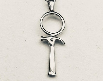 Construction Female Symbol Pendant, Nailing it! /Construction Jewelry, Nuts & Bolts, Sterling Silver