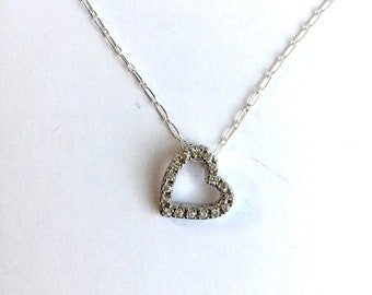Floating Heart/Cubic Zircons/Sterling Silver