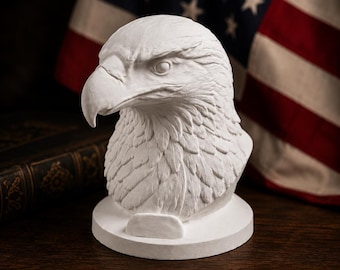 Majestic Eagle Bust Statue | Bald Eagle Decor | Patriotic Shelf Decor | Rustic Cabin Accent | 3D Printed Eagle Sculpture | Office Desk Decor