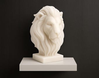 Handcrafted Lion Head Sculpture – Regal Bookcase Decor | 3D Printed Lion Bust | Office Shelf Decor | Gift for Him