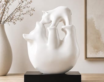 Mama Bear Sculpture Decor – Abstract Family Statue – Unique Gift for Mother's Day – Contemporary Shelf Decor