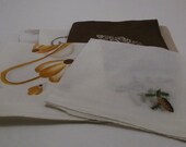 Vintage Ladies Handkerchiefs, Assorted Hankies in Brown, Coral and Orange, 6 Pieces