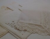 Vintage Ladies Handkerchiefs, Assorted Hankies in Shades of White, Off White and Beige, 7 Pieces