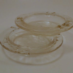 Vintage Ashtrays, Small Clear Glass Ashtrays, Hazel Atlas Triangles and Star, 4&#39;&#39;, 2 Pieces