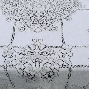 Vintage Tablecloth, Off White Lace Tablecloth, Quaker Lace Style Tablecloth, 96x64, pic 3561