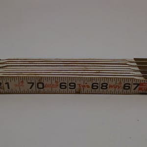 Vintage Folding Ruler, Carpenters Rule, White Painted Wood, 72&#39;&#39;, Lufkin